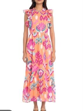 BANJANAN hannah dress in ikat floral spice